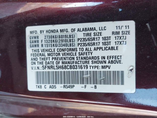 Honda Odyssey Ex-l