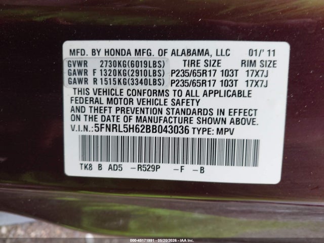 Honda Odyssey Ex-l