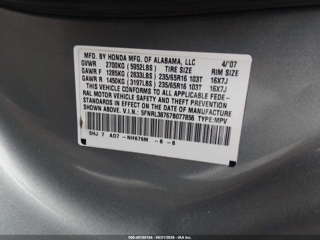 Honda Odyssey Ex-l