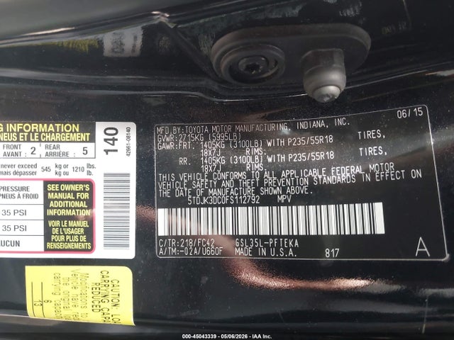 Toyota Sienna Le 7 Passenger