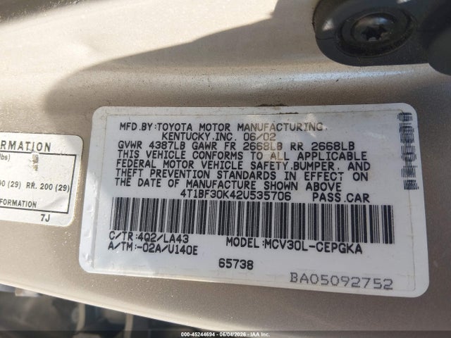 Toyota Camry Xle V6