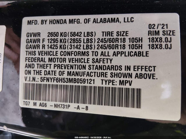Honda Pilot Awd Ex-l