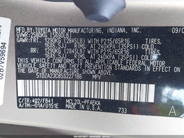 Toyota Sienna Le