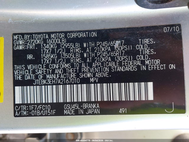 Toyota Highlander Base V6