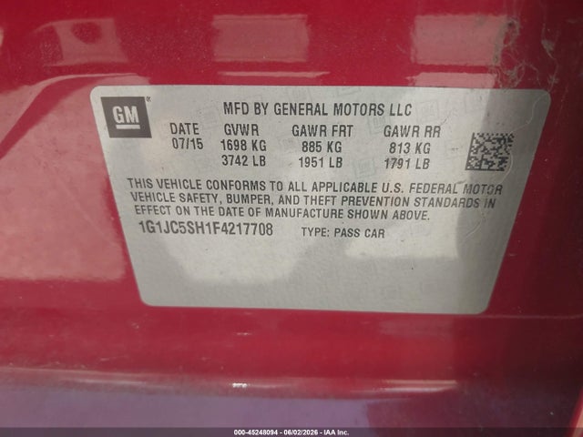 Chevrolet Sonic Lt Auto