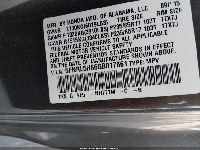 Honda Odyssey Ex-l