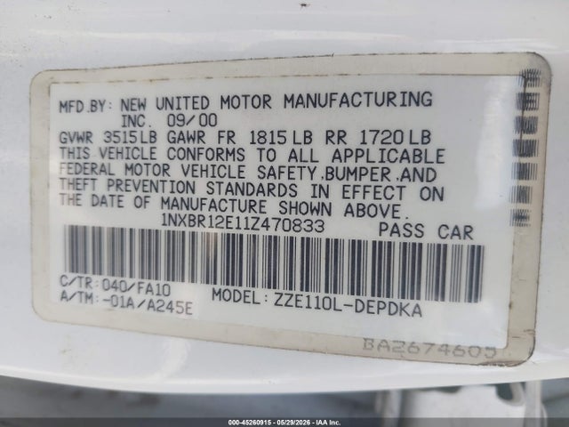 Toyota Corolla Le
