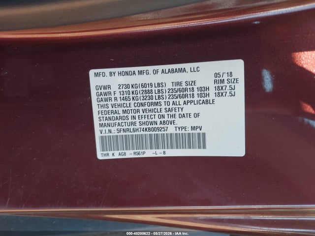Honda Odyssey Ex-l