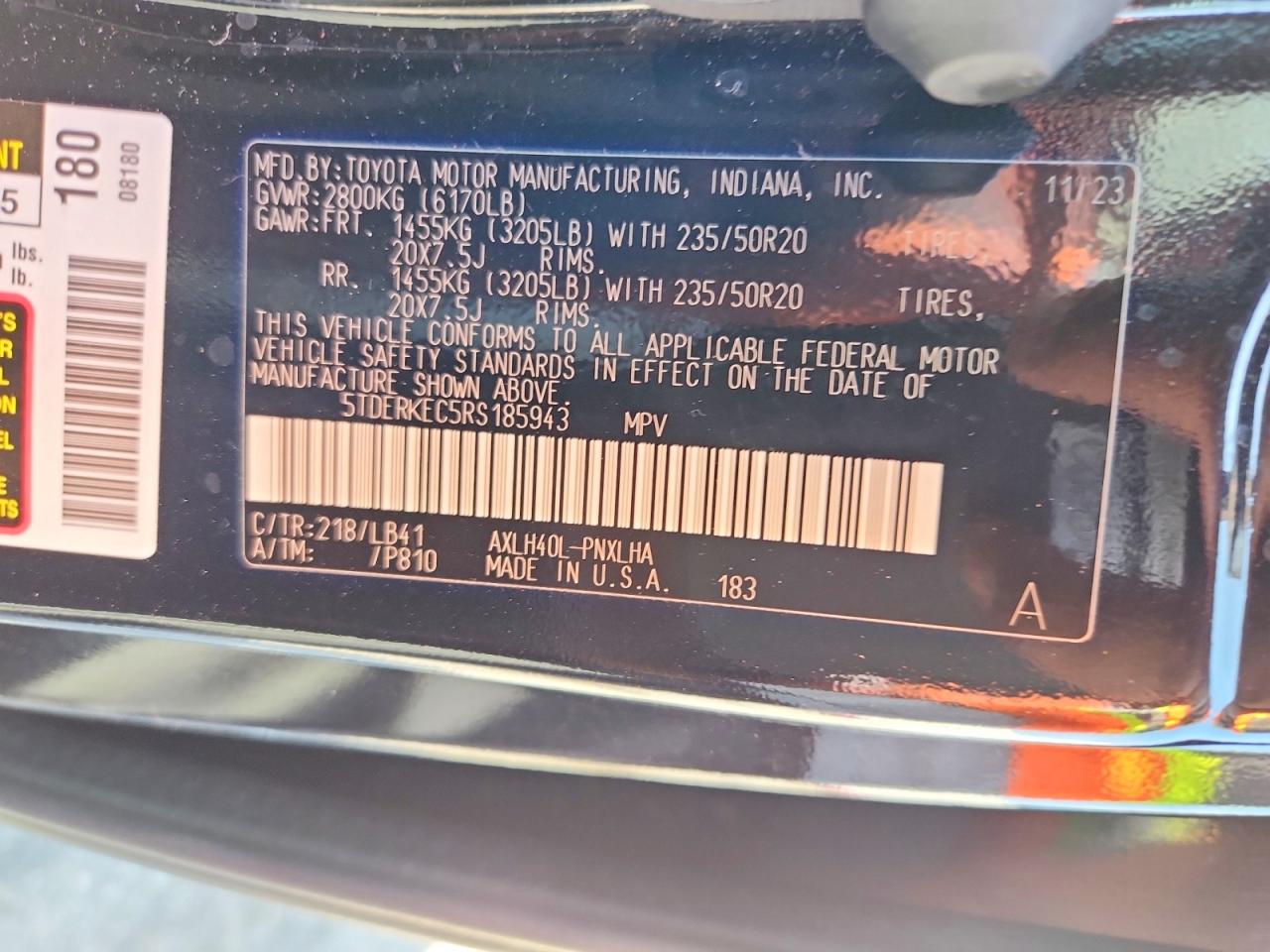 Toyota Sienna Platinum 7-passenger