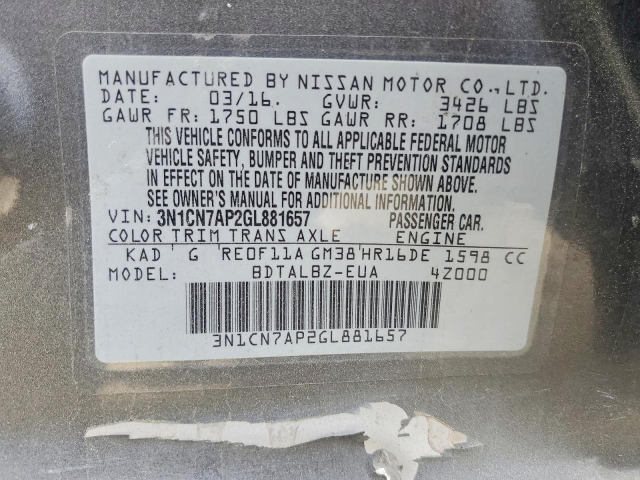 Nissan Versa 1.6 Sv