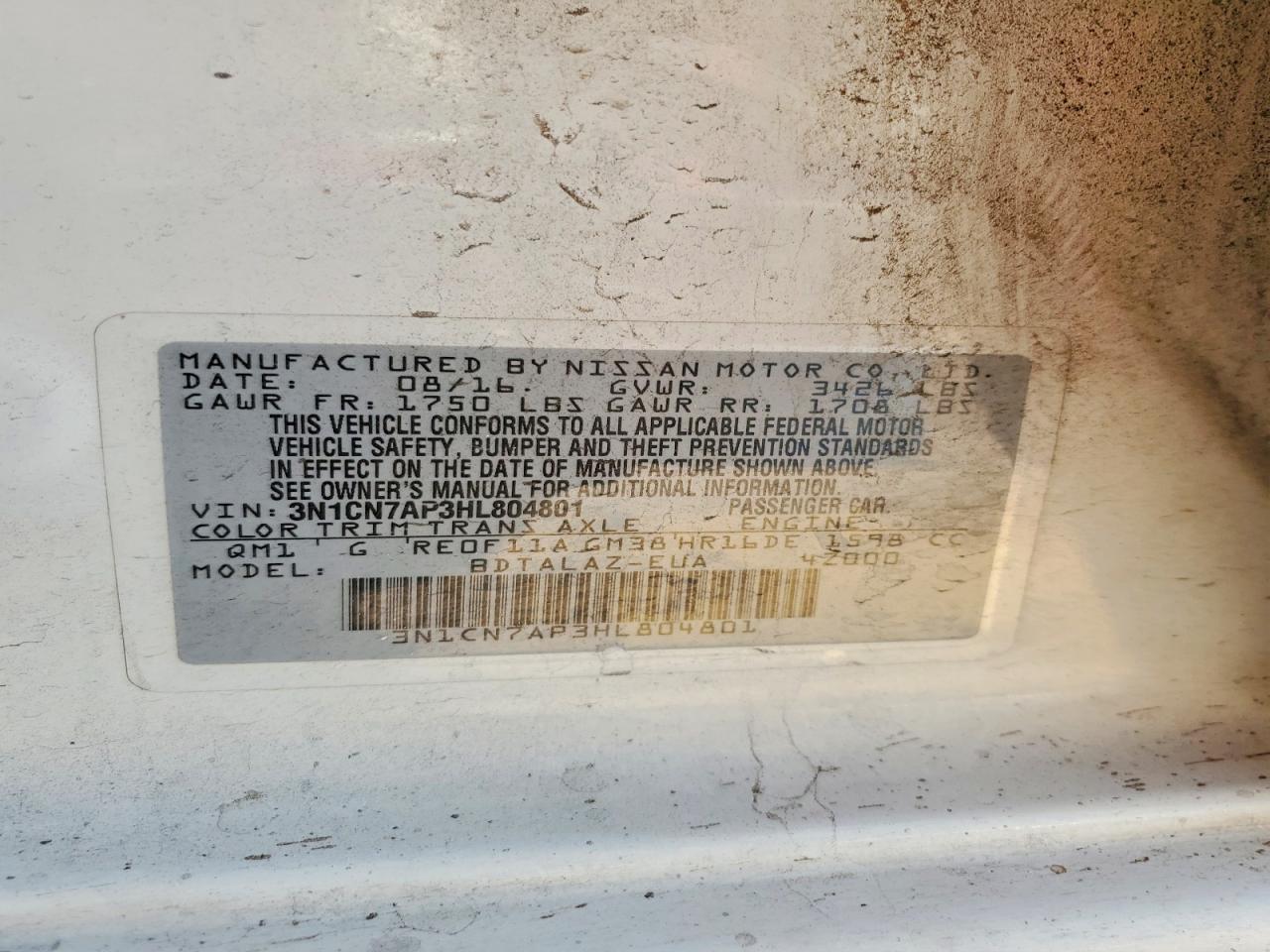 Nissan Versa 1.6 S Plus
