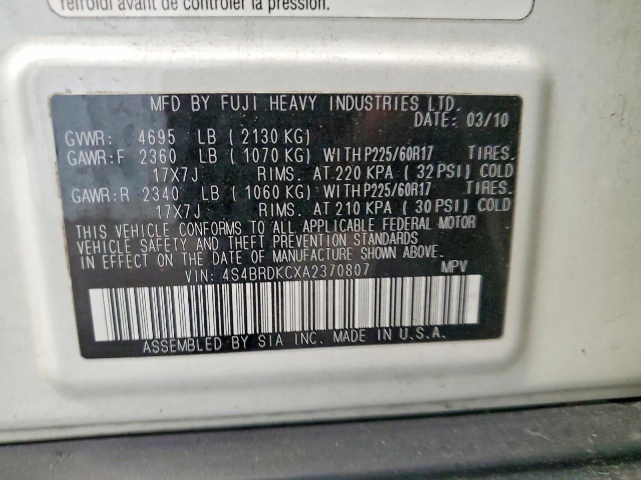 Subaru Outback 3.6r Limited