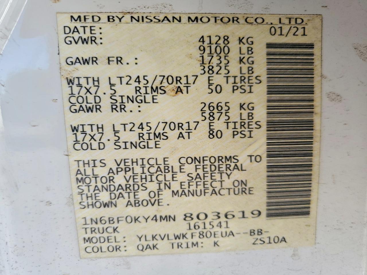 Nissan Nv 2500 Hd Sl