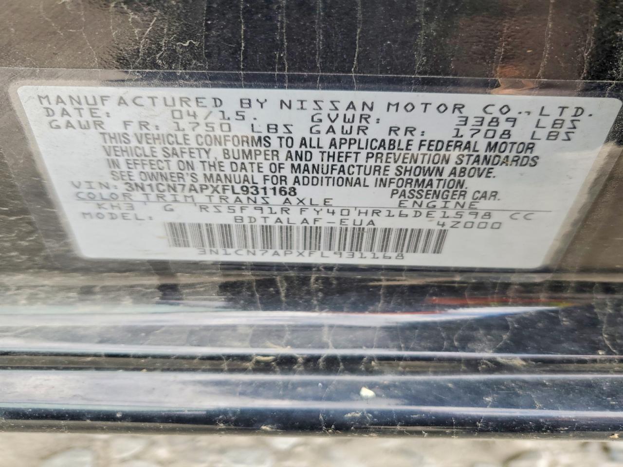 Nissan Versa 1.6 S