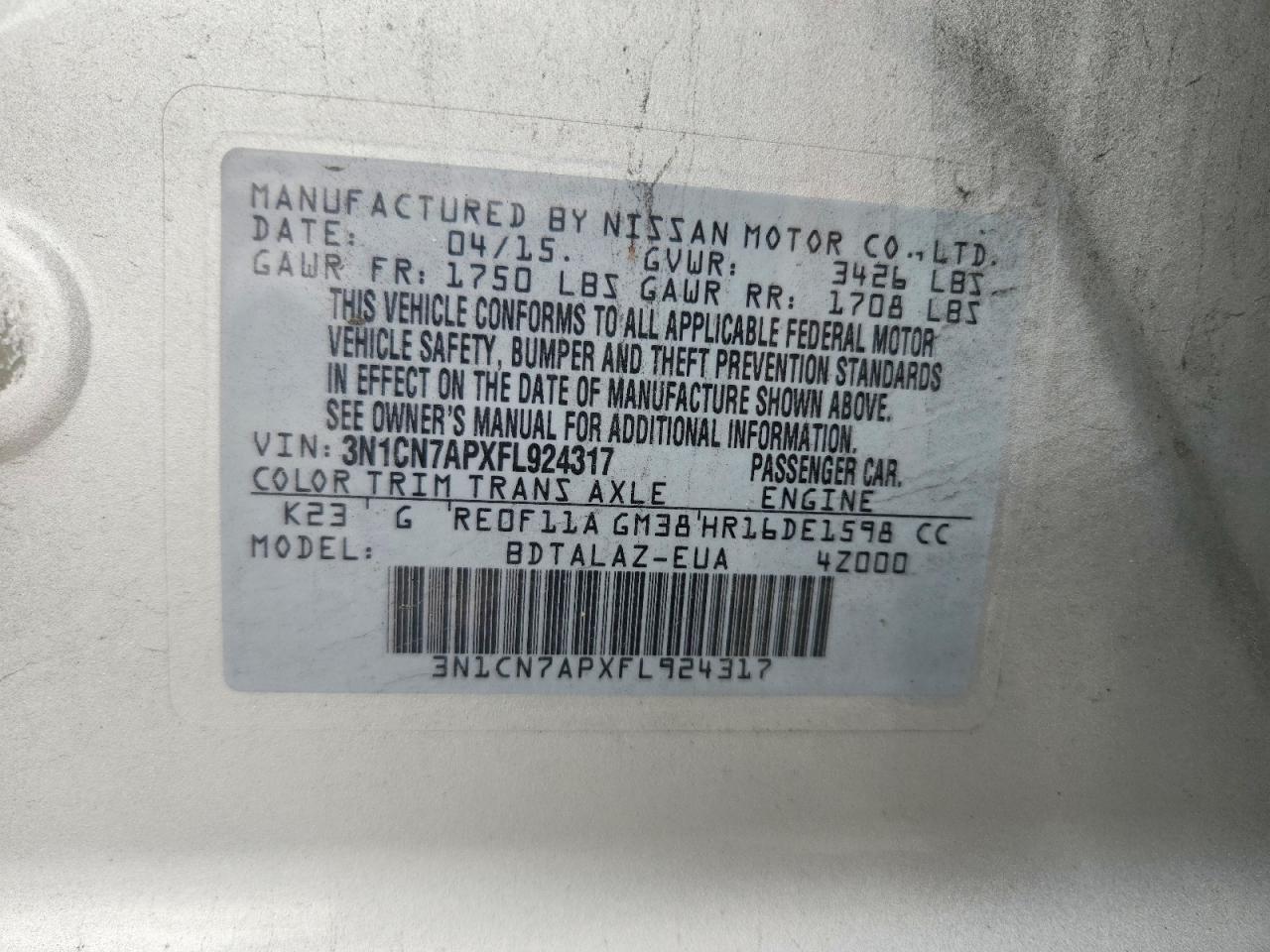 Nissan Versa 1.6 S Plus