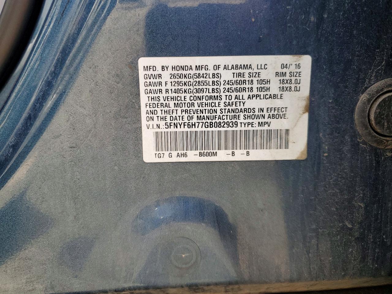 Honda Pilot Exln