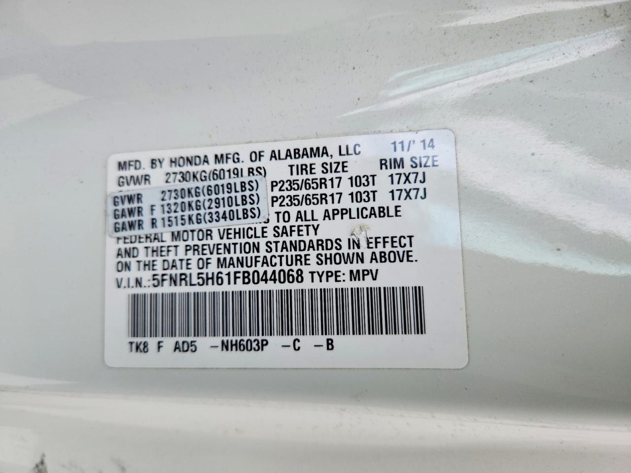 Honda Odyssey Exl