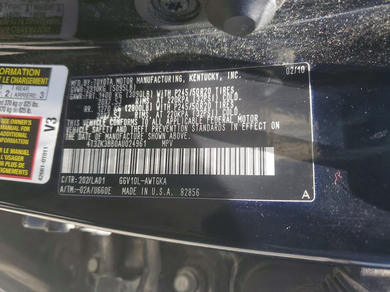 Toyota Venza Fwd V6
