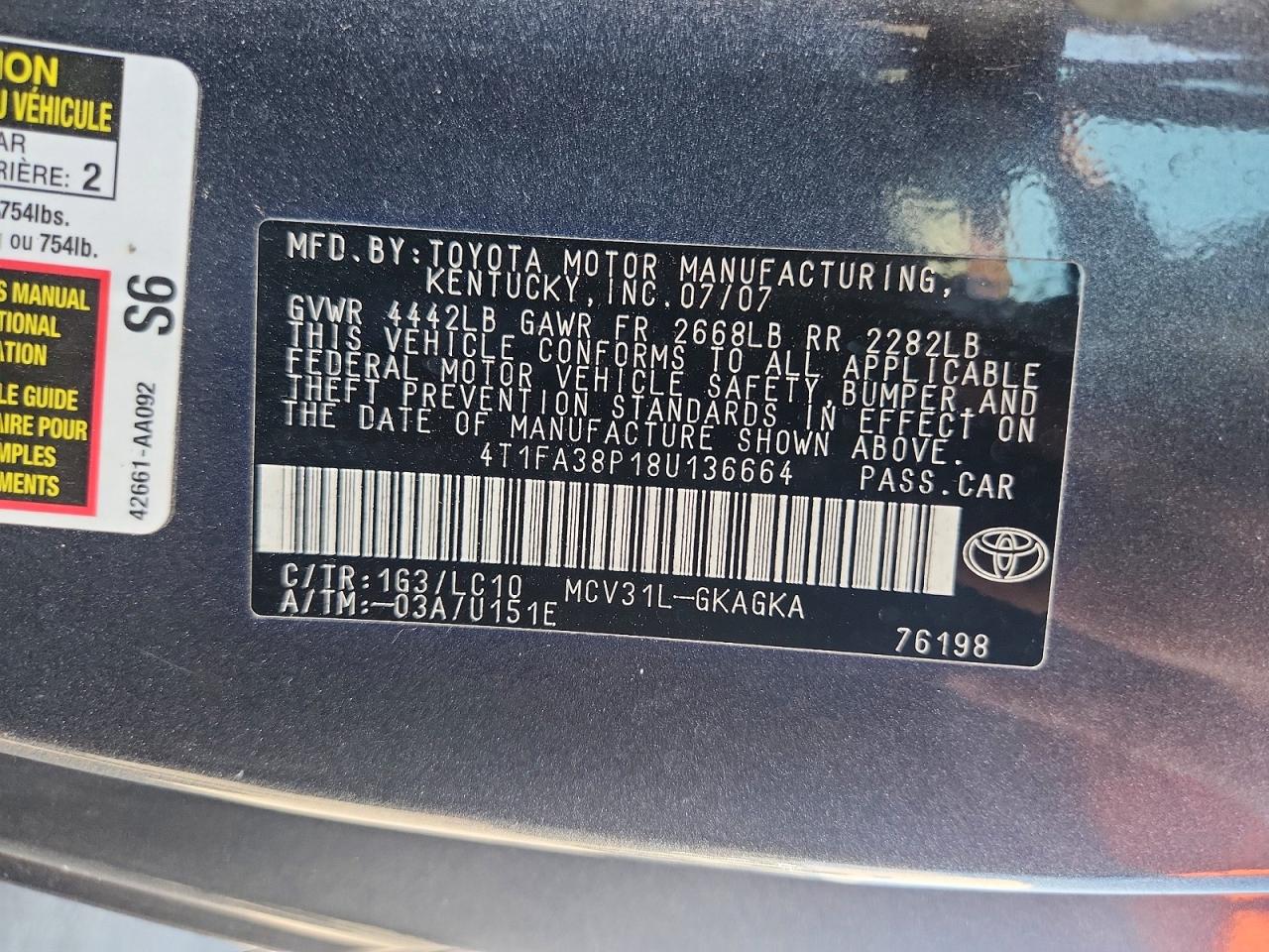 Toyota Camry Sle V6