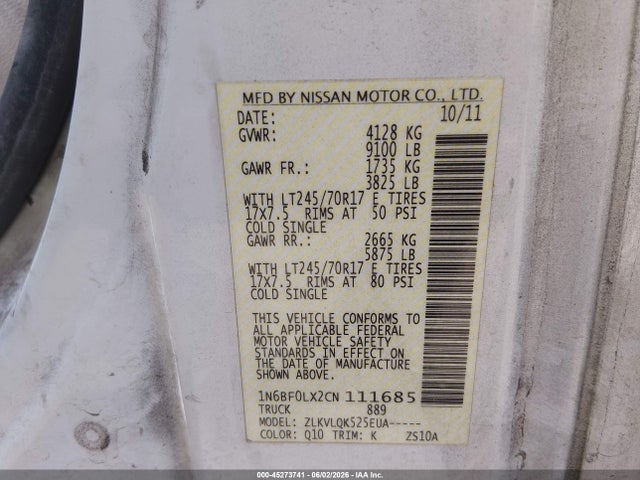 Nissan Nv Nv2500 Hd S V6