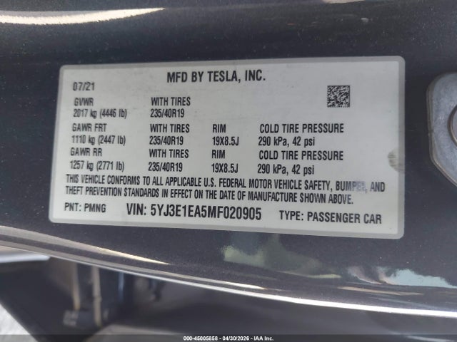 Tesla Model 3 Standard Range Plus Rear-wheel Drive