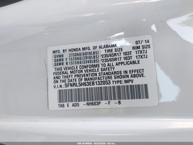 Honda Odyssey Ex-l