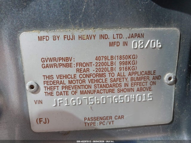 Subaru Impreza Wrx Tr