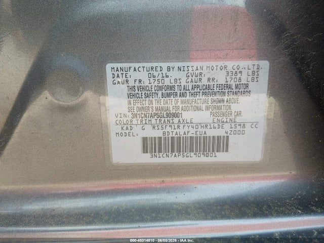 Nissan Versa 1.6 S