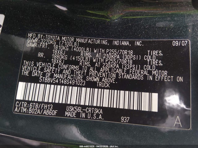 Toyota Tundra Base 5.7l V8
