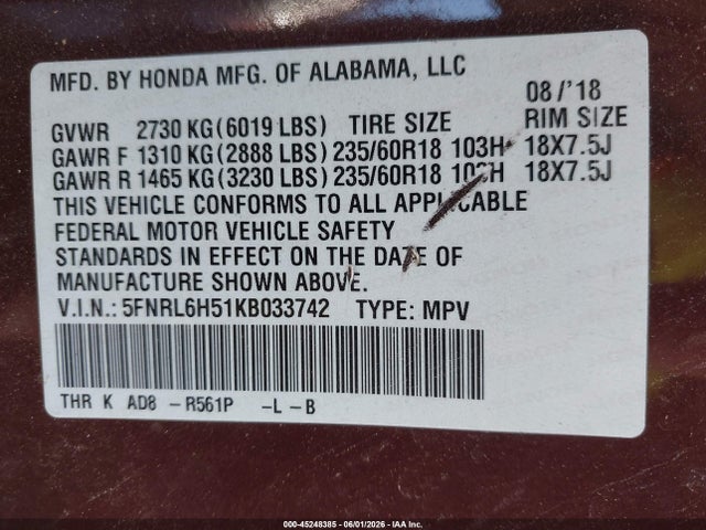 Honda Odyssey Ex