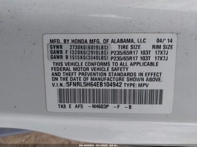 Honda Odyssey Ex-l