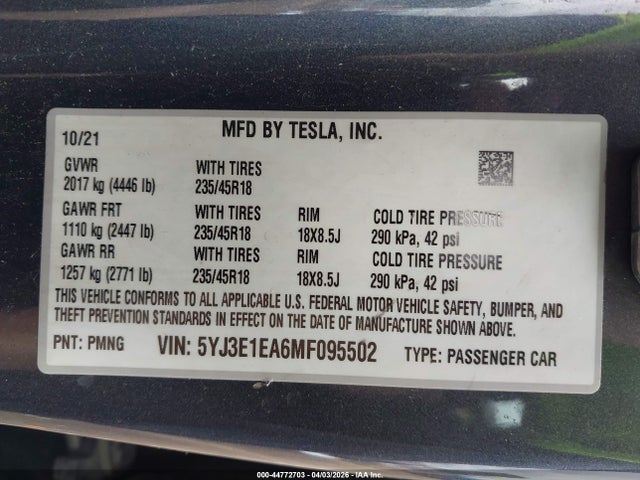 Tesla Model 3 Standard Range Plus Rear-wheel Drive
