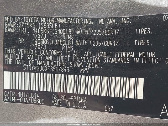 Toyota Sienna Xle V6 8 Passenger