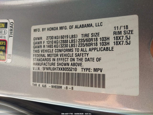 Honda Odyssey Ex-l