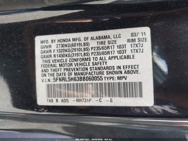 Honda Odyssey Ex-l