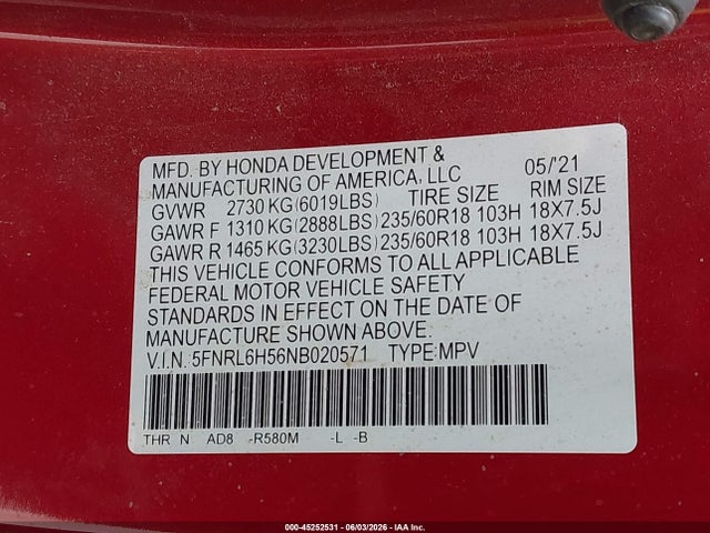 Honda Odyssey Ex