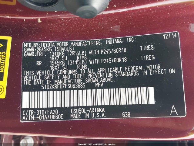 Toyota Highlander Le Plus V6
