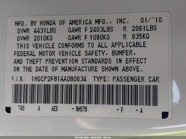 Honda Accord 2.4 Ex-l