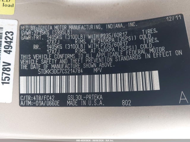 Toyota Sienna Le V6 8 Passenger