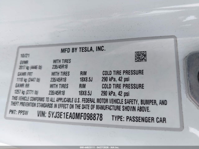 Tesla Model 3 Standard Range Plus Rear-wheel Drive