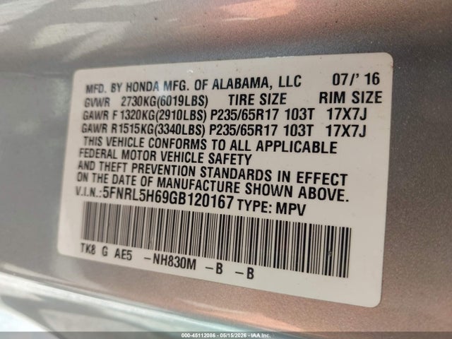 Honda Odyssey Ex-l