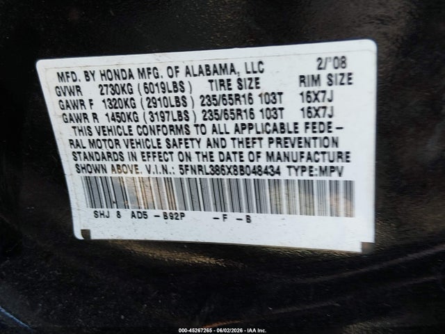 Honda Odyssey Ex-l