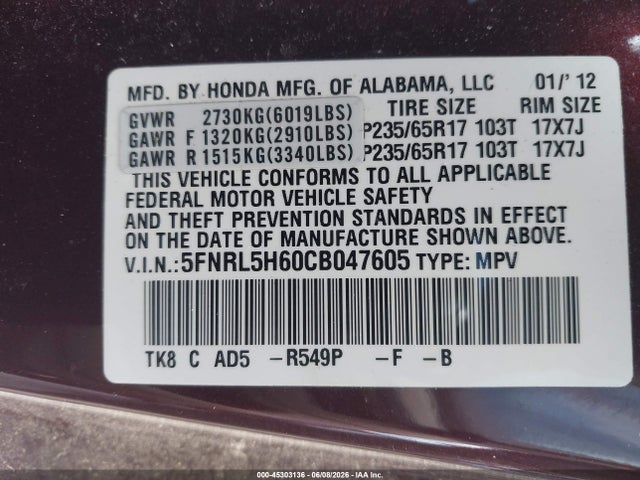Honda Odyssey Ex-l