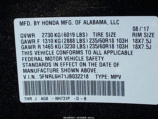 Honda Odyssey Ex-l