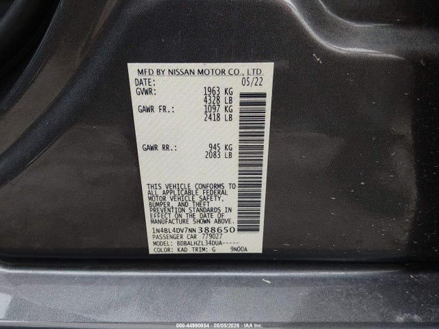 Nissan Altima Sv Fwd