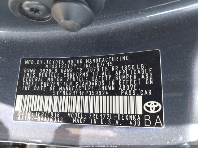 Toyota Corolla Le Plus
