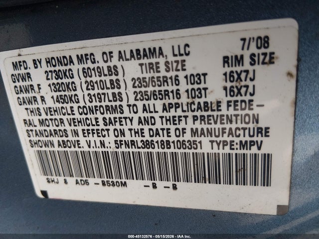 Honda Odyssey Ex-l