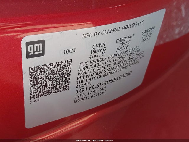 Chevrolet Corvette Rwd  3lt