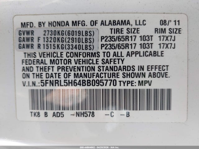 Honda Odyssey Ex-l