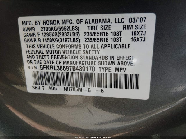 Honda Odyssey Ex-l